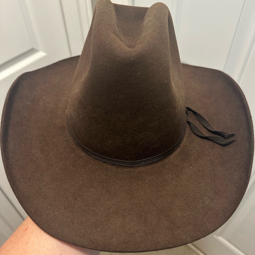 Vintage Akubra Boomerang Fur Felt Brown Cowboy Hat. Size 55